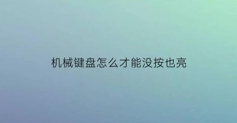 机械键盘怎么才能没按也亮