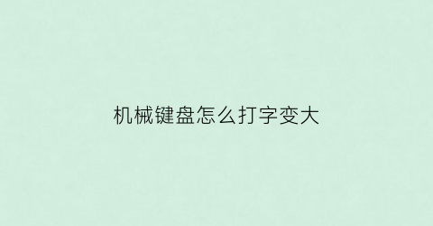 “机械键盘怎么打字变大(机械键盘调整)