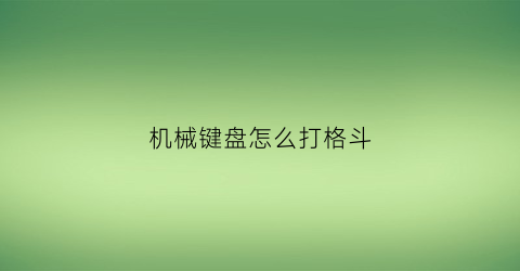 机械键盘怎么打格斗(机械键盘不适合玩格斗)