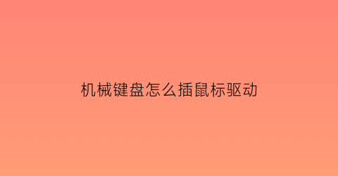 “机械键盘怎么插鼠标驱动(机械键盘加鼠标)