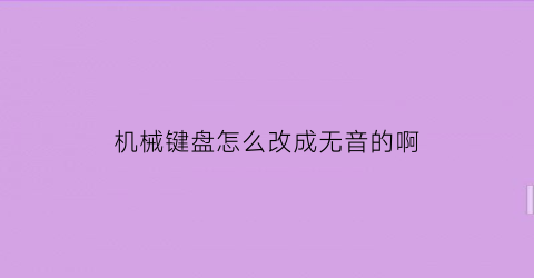 机械键盘怎么改成无音的啊