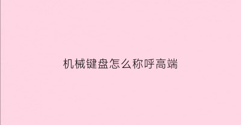 机械键盘怎么称呼高端