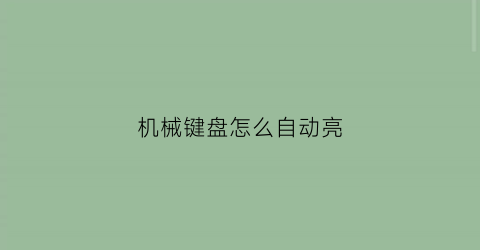 “机械键盘怎么自动亮(机械键盘怎么让键盘灯一直亮)