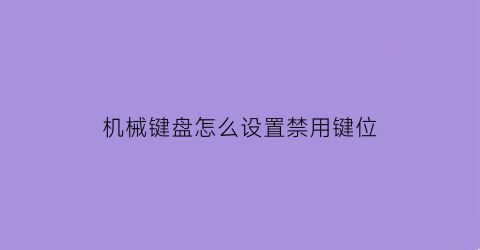 机械键盘怎么设置禁用键位(怎么让机械键盘不响)