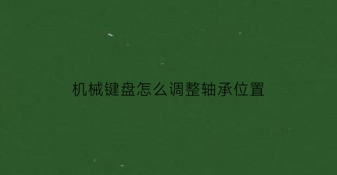 “机械键盘怎么调整轴承位置(机械键盘的轴怎么拆卸下来)