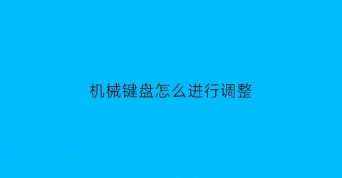 机械键盘怎么进行调整(机械键盘怎么调键盘)