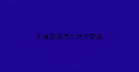 机械键盘怎么适应键盘