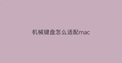 “机械键盘怎么适配mac(机械键盘不兼容mac)