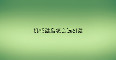 “机械键盘怎么选61键(机械键盘怎么选择)