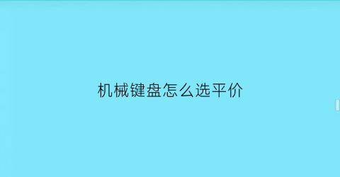 “机械键盘怎么选平价(平平无奇老实人2020机械键盘最全选购指南)