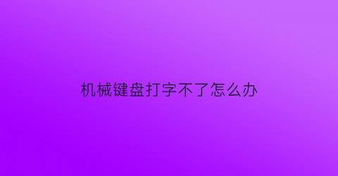 机械键盘打字不了怎么办(机械键盘打不出数字怎么办)