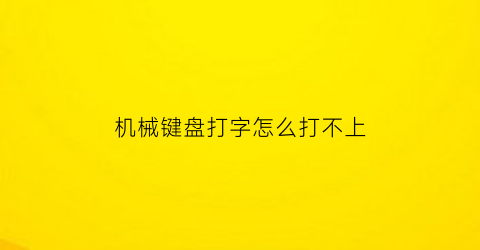 机械键盘打字怎么打不上