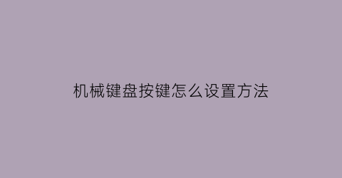 “机械键盘按键怎么设置方法(机械键盘按键怎么设置方法图片)