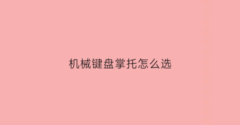 机械键盘掌托怎么选