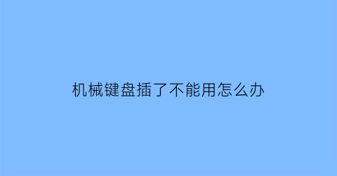 “机械键盘插了不能用怎么办(机械键盘插到电脑上就能用还是需要什么操作)