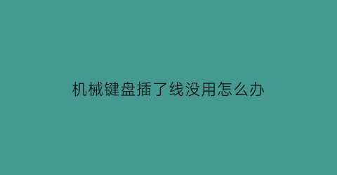 机械键盘插了线没用怎么办