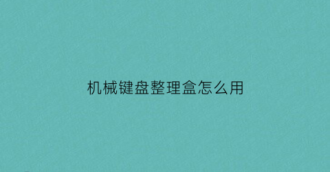 “机械键盘整理盒怎么用(机械键盘清理视频)