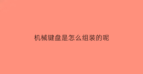 机械键盘是怎么组装的呢