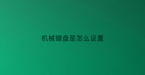 “机械键盘是怎么设置(机械键盘怎么设置全键无冲)