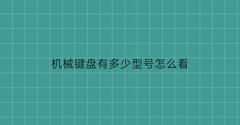 机械键盘有多少型号怎么看