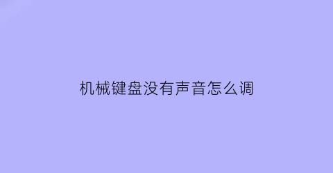 “机械键盘没有声音怎么调(机械键盘没有声音怎么调节)