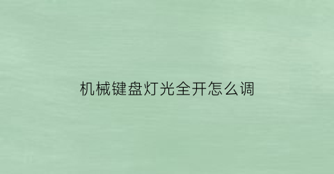 “机械键盘灯光全开怎么调(机械键盘灯光调试)