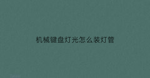 “机械键盘灯光怎么装灯管(机械键盘灯光怎么装灯管视频)