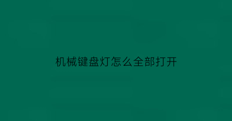 机械键盘灯怎么全部打开(机械键盘的灯怎么开关)