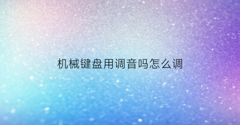 “机械键盘用调音吗怎么调(机械键盘能做到静音吗)