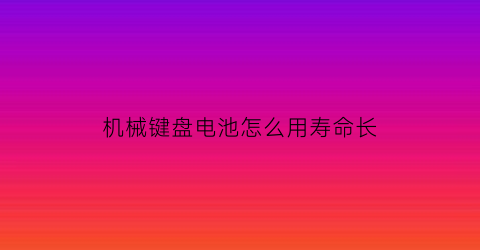 “机械键盘电池怎么用寿命长(机械键盘电池怎么用寿命长点)