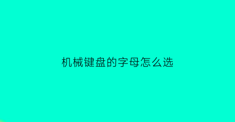 机械键盘的字母怎么选