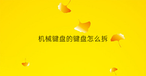 “机械键盘的键盘怎么拆(机械键盘怎么拆掉)