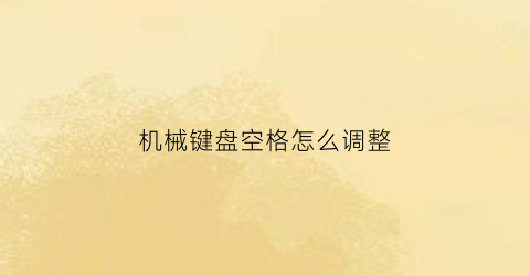 机械键盘空格怎么调整