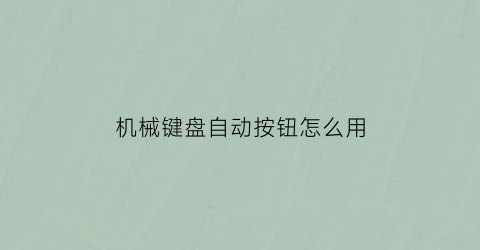 “机械键盘自动按钮怎么用(机械键盘自动连击)