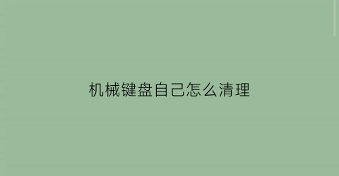 “机械键盘自己怎么清理(机械键盘怎么清理干净)