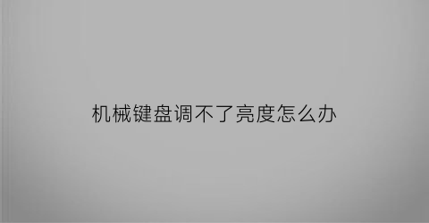 “机械键盘调不了亮度怎么办(机械键盘不会亮)