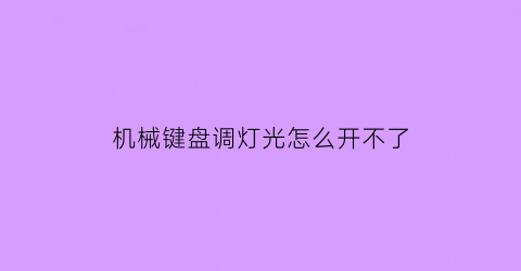 机械键盘调灯光怎么开不了