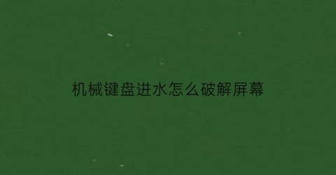 “机械键盘进水怎么破解屏幕(机械键盘不小心进水了怎么办)