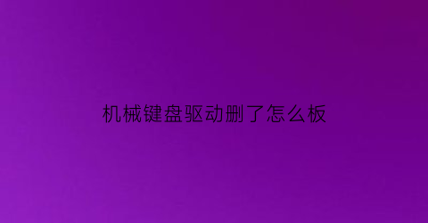 “机械键盘驱动删了怎么板(电脑把键盘驱动删掉了怎么进去)