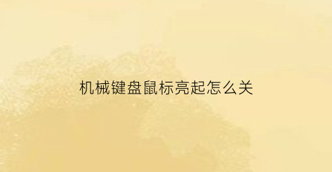 “机械键盘鼠标亮起怎么关(机械鼠标的灯怎么关掉)