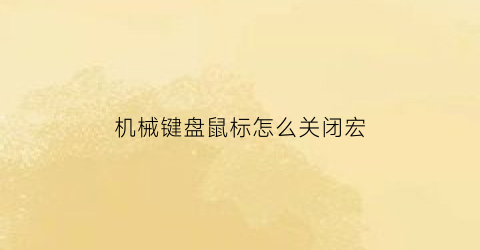 “机械键盘鼠标怎么关闭宏(如何关闭键盘宏)