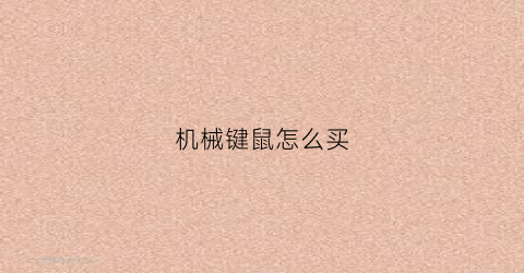 机械键鼠怎么买