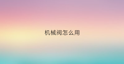 “机械阀怎么用(mse小型机械阀)