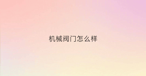 “机械阀门怎么样(机械阀体)