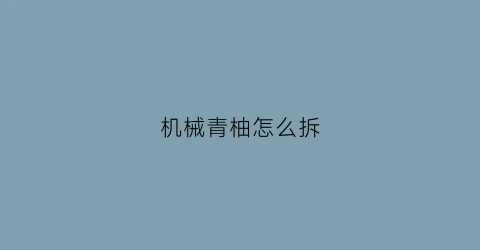 机械青柚怎么拆(青柚键盘怎么样)