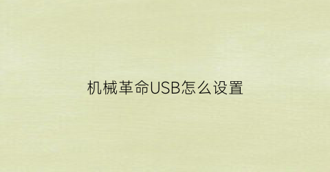 机械革命USB怎么设置