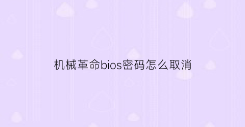 机械革命bios密码怎么取消