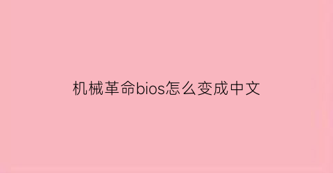 机械革命bios怎么变成中文