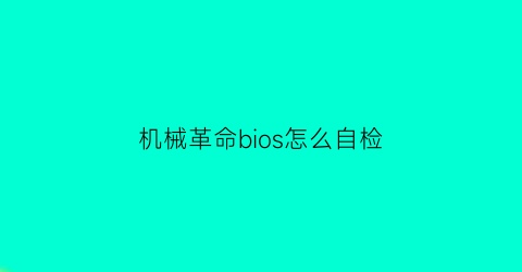 机械革命bios怎么自检