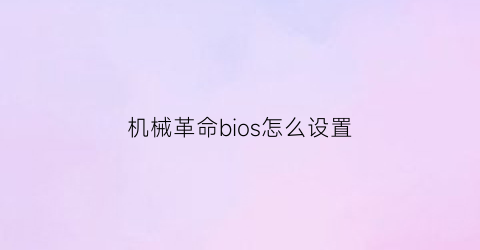 机械革命bios怎么设置